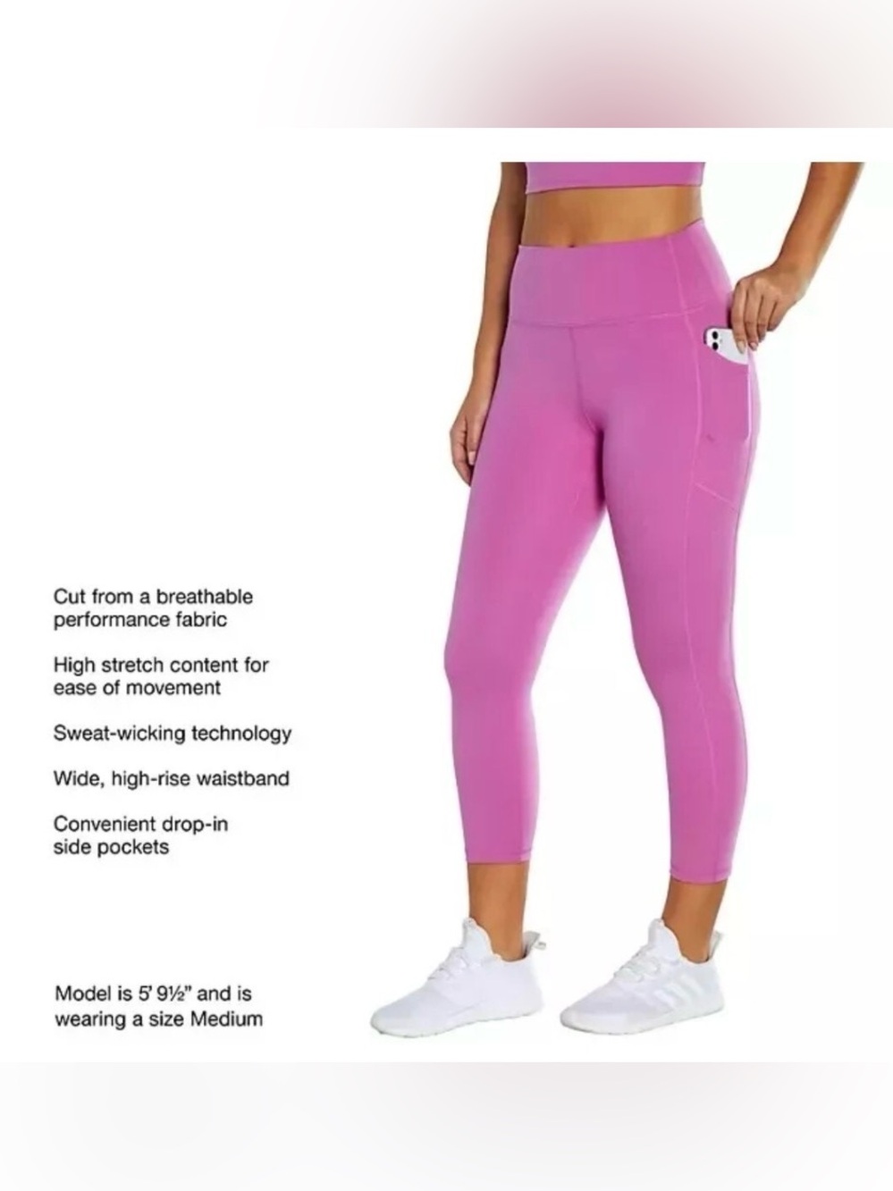 GapFit Women's Moisture Wicking Cropped Legging Size S Pink